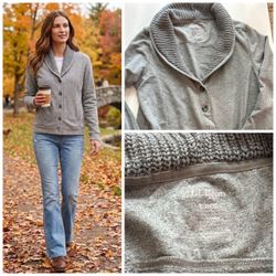 L.L.Bean Women's Gray Shawl Collar Cardigan Large