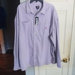 Dickies Purple/White Plaid Cotton Long Sleeve Shirt Size XL 