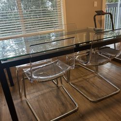 Glass Dining Table with 4 chairs