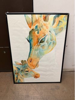 Wall Art FRAMED Giraffe and baby Print
