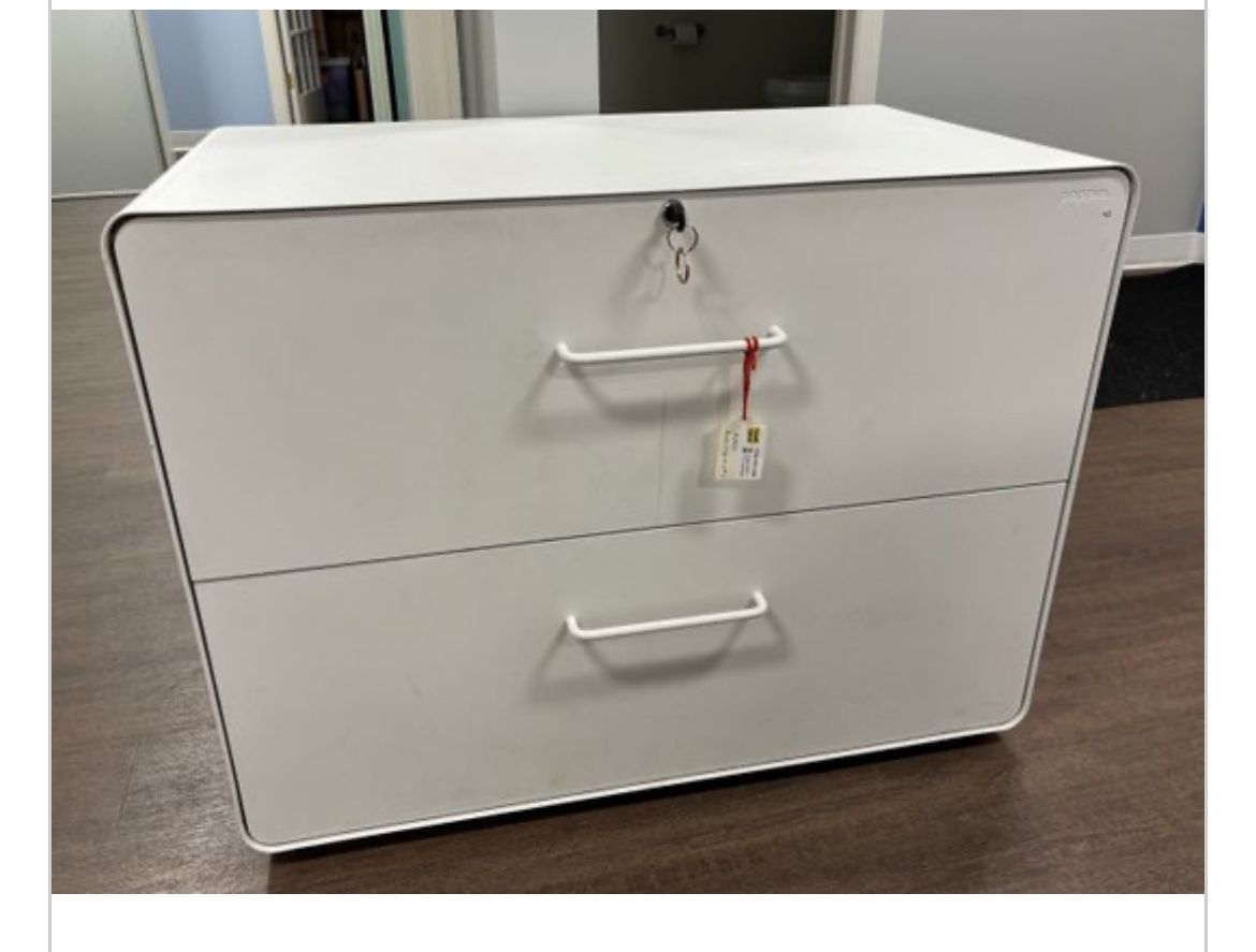 Poppin White 2 Door Locking Lateral Filing Cabinet