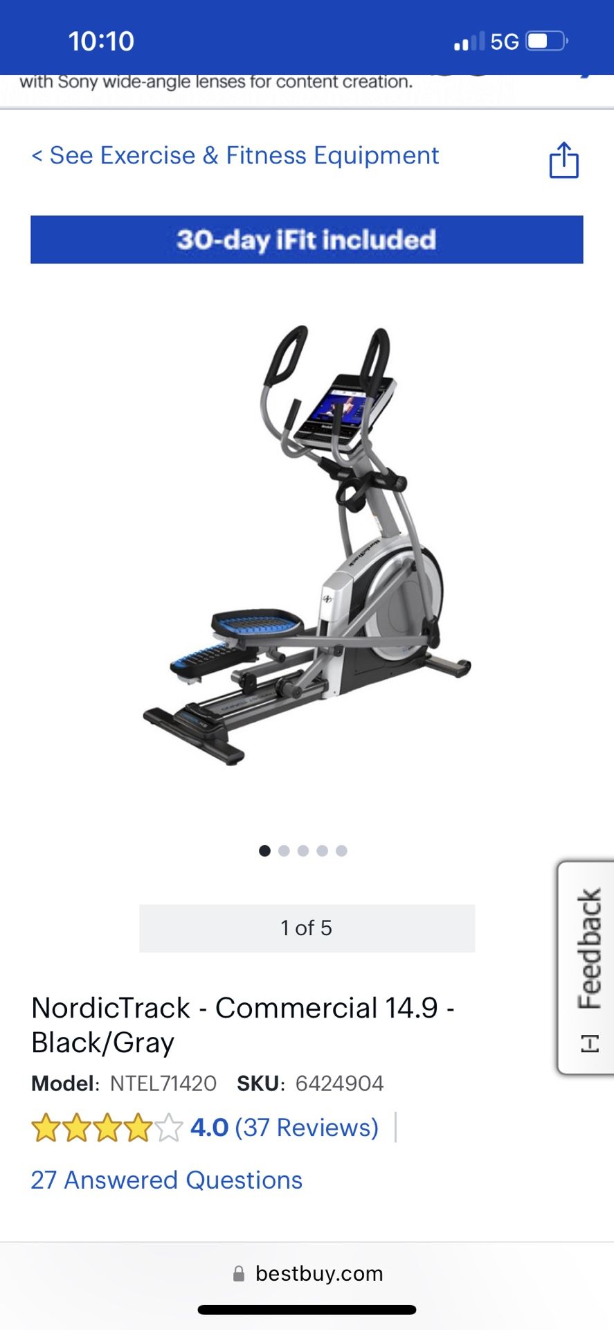 Nordictrack Commercial 14.9 Elliptical 