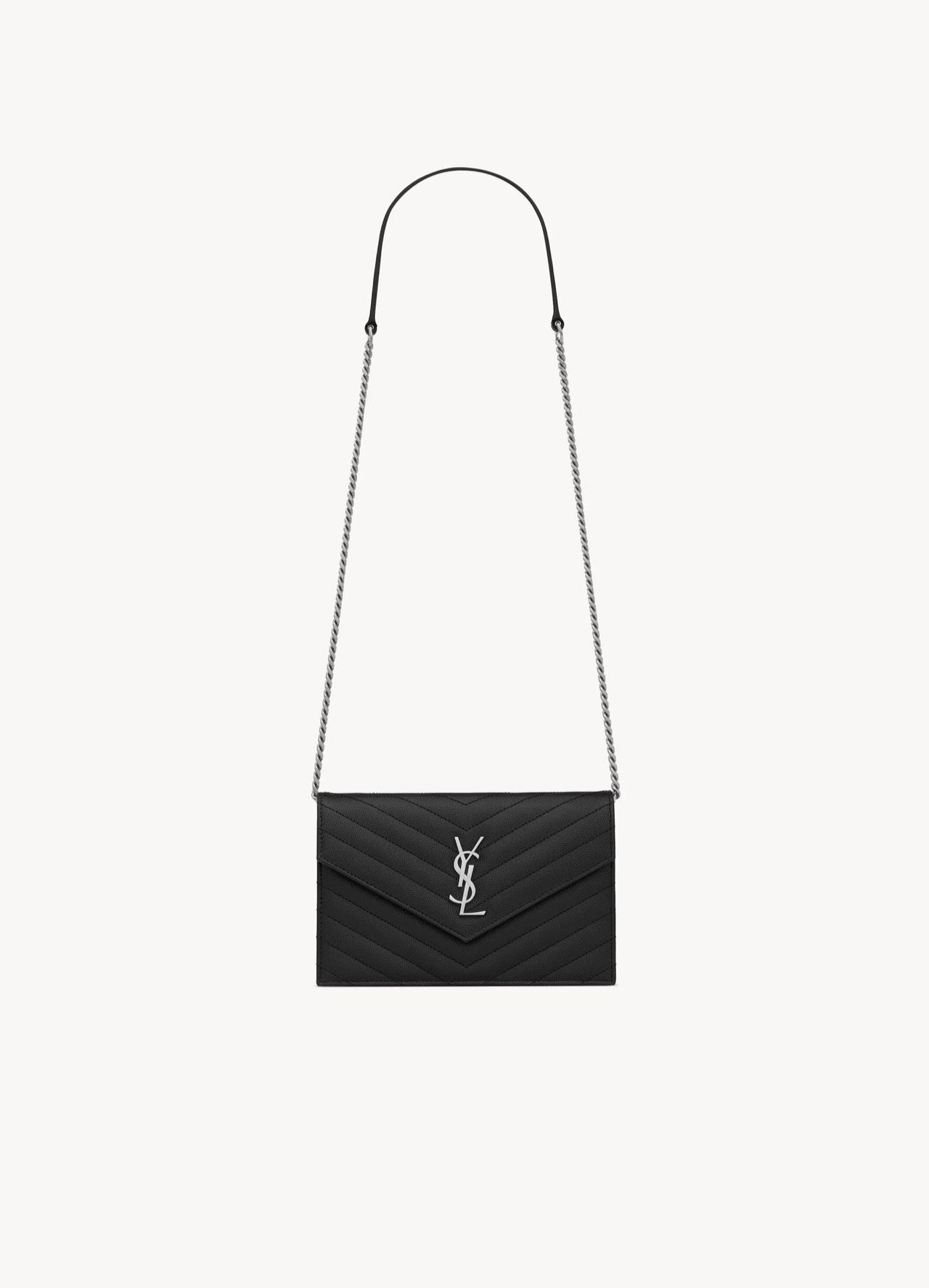 Authentic Saint Laurent Cassandre Envelope Chain Wallet