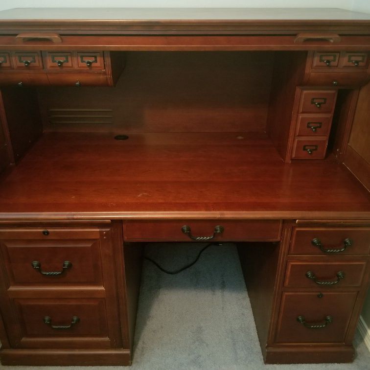 Vintage Lockable Redwood Desk
