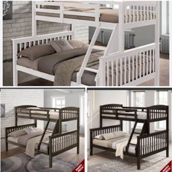 $450 Bunk Bed Twin Full With 2 Memory Foam Mattress 