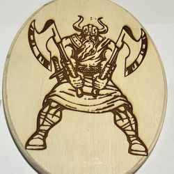 Laser wood carving Viking warrior home art decor 8 x 5 inches