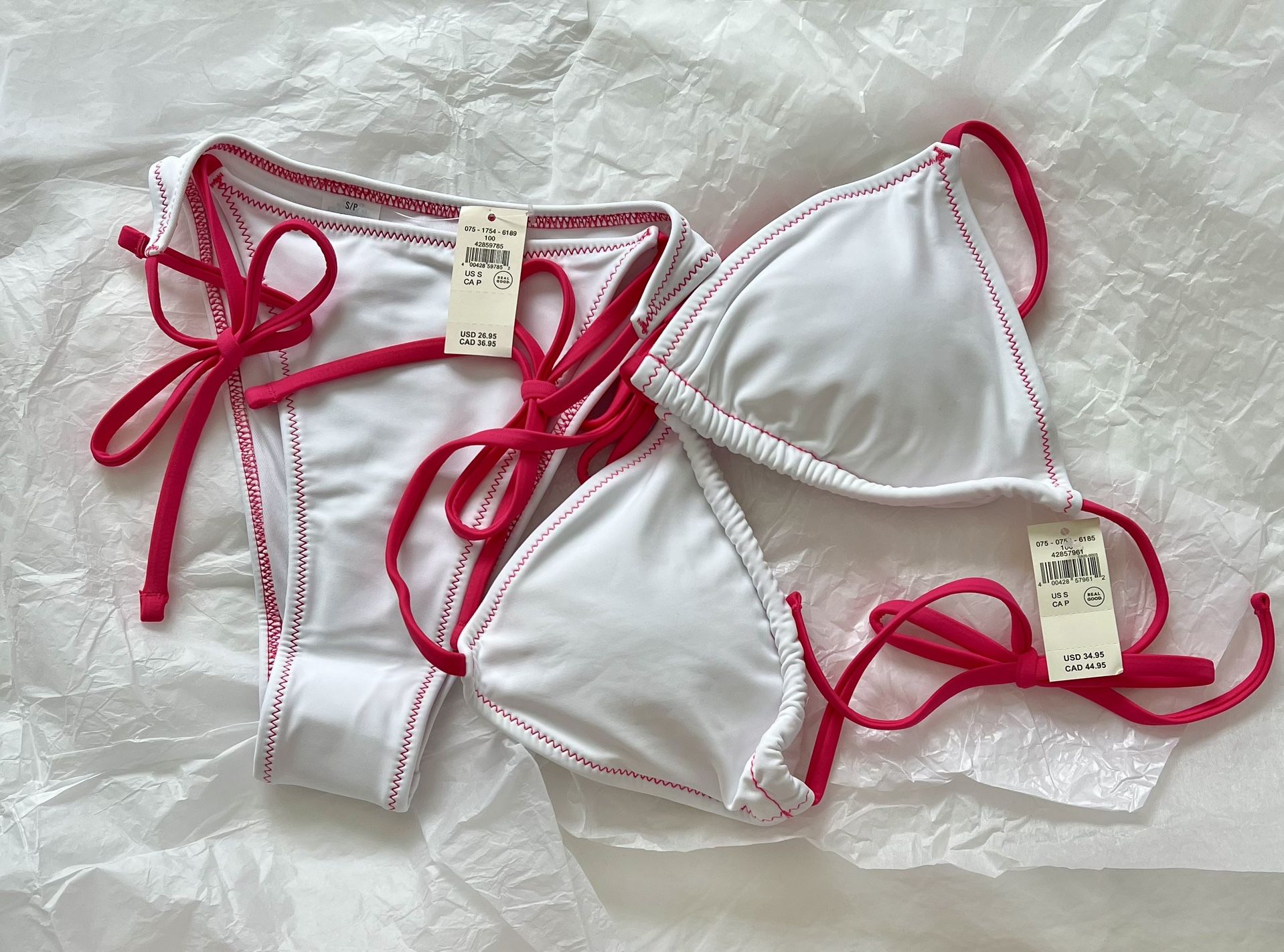 Aerie Shine Rib Cheekiest Tie Bikini Bottom & Top S