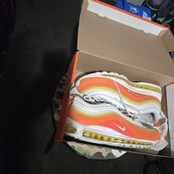 Nike Air Max 97 'Athletic Club White Yellow Orange Men's Size 10 Or Women's Size 11.5 Great Condition With Box 