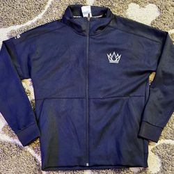  Adidas Blue Zip-up Track Jacket Combat Sports Apparel Crown Logo