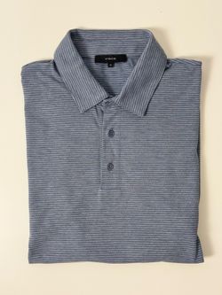 Vince Men’s Blue Striped Polo Shirt Size M