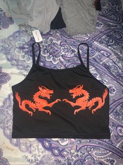 Black dragon crop top