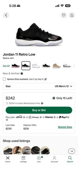 Jordan 11 Retro Low Space Jam