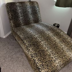 Faux Fur Leopard Chaise Lounge Chair