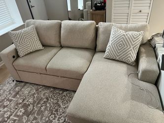 Beige L Shaped sleeper sofa