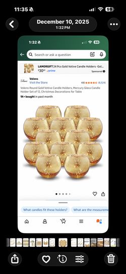 Gold Round Glass Tea Light Candle Holders