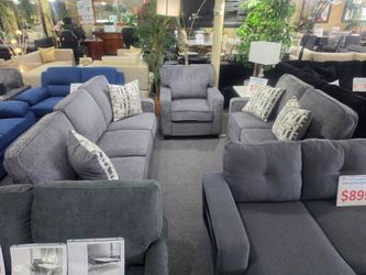 BRAND NEW 3PCS GRAY CHENILLE SOFA SET