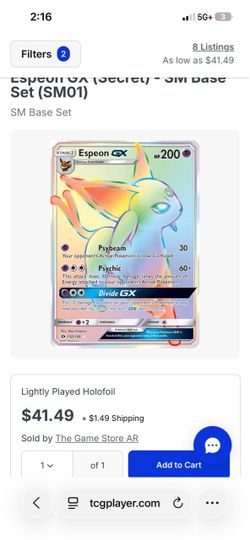 Espeon GX Secret Rare Pokemon Card 152/149