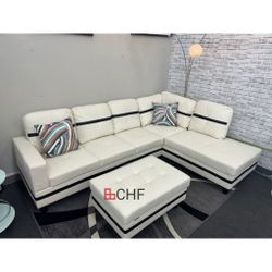 3 Piece Living Room Sectional Sofa With Storage Ottoman 