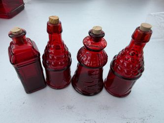 Vintage 4 WHEATON NJ Red Glass Bitters Bottle w/Cork
