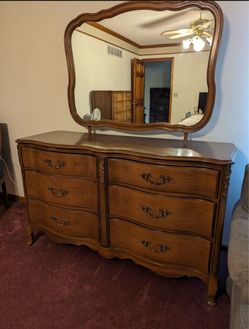 Bassett French Provincial Wood Dresser with Mirror