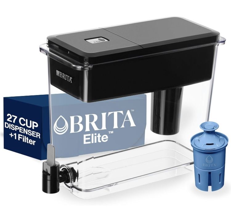 Brita Water Dispenser, UltraMax Elite Filter, Removes 99% of Lead, Includes 1 Filter, 27-Cup Capacity, Black