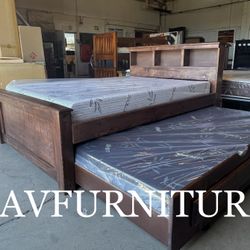 Full Bed W Twin Trundle And 2 Memory Foam Mattresses