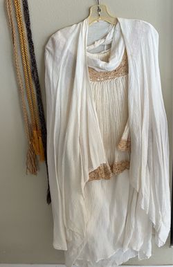 3 pc. Cotton outfit, skirt, lace top, outer jacket wrap, XL.