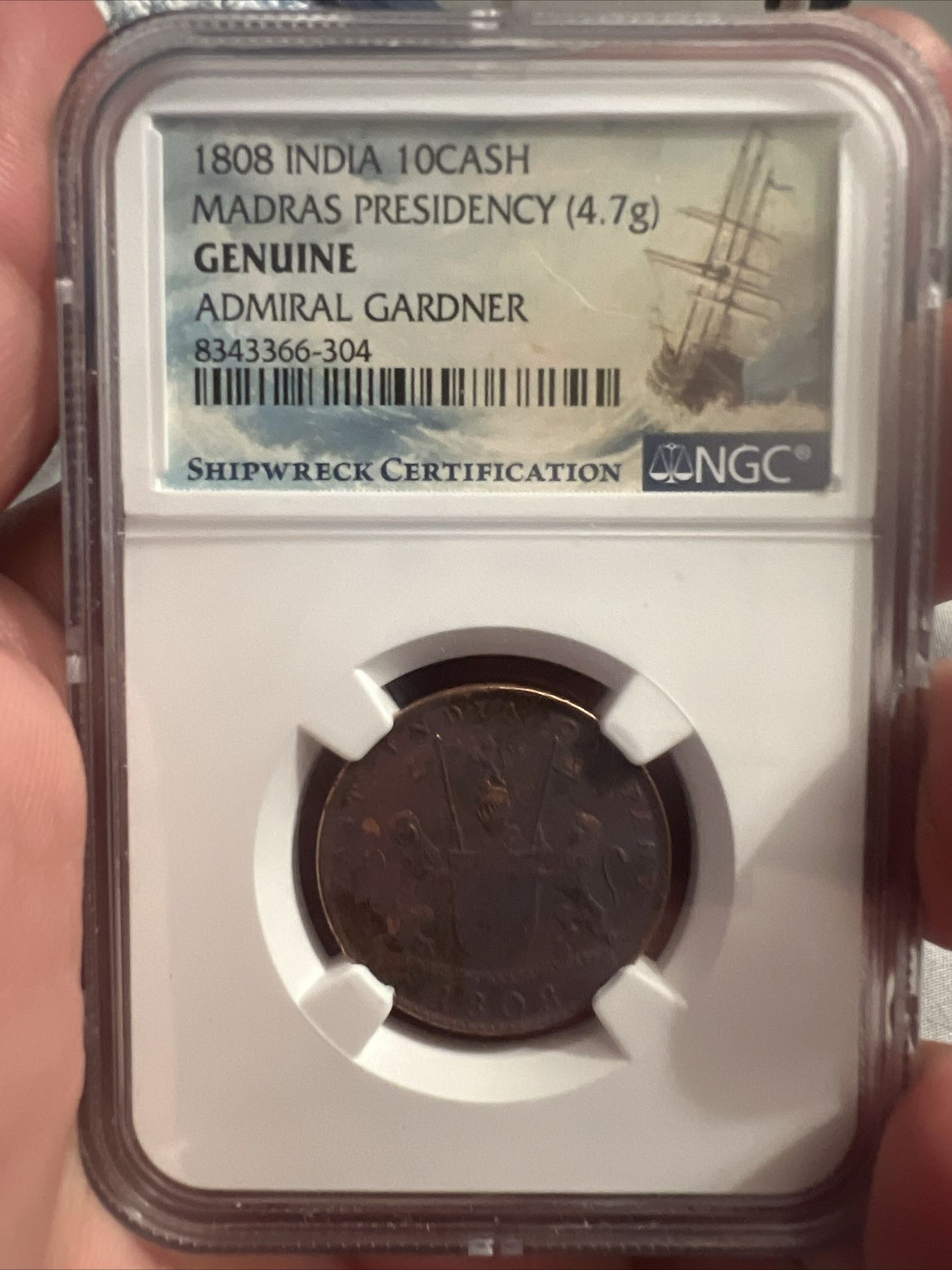 1808 Admiral Gardner Shipwreck Coin NGC