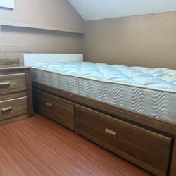 Twin Bed, Mattress & Nightstand 