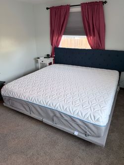 Tempur-pedic King on adjustable base and headboard