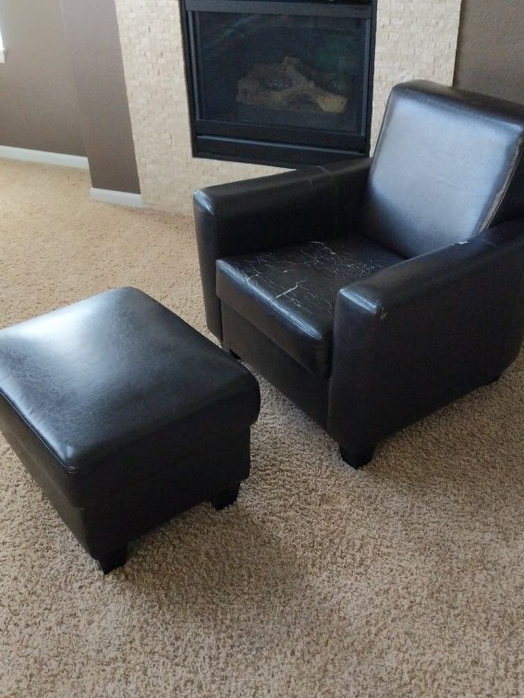 Leather Chair And Foot Rest