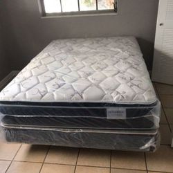 Queen Size Mattress Pillow Top With Boxspring Set New Mattress For Sale Bedroom Furniture 