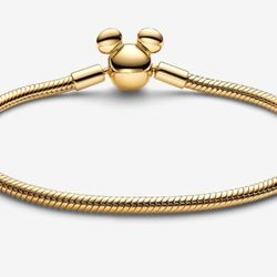 Pandora Bracelet Disney Mickey Mouse 100th Anniversary Gold 6.7 Snake Chain