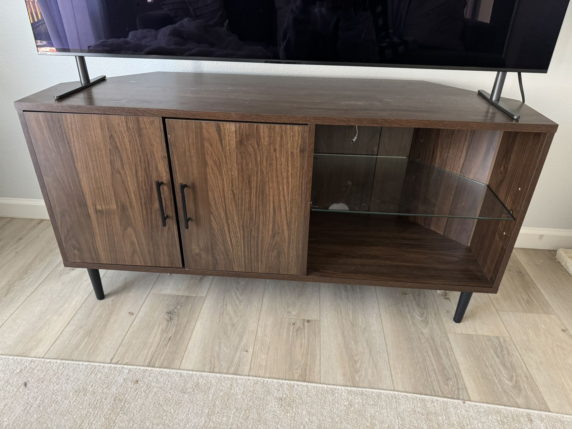 Modern Brown Corner TV Console Stand