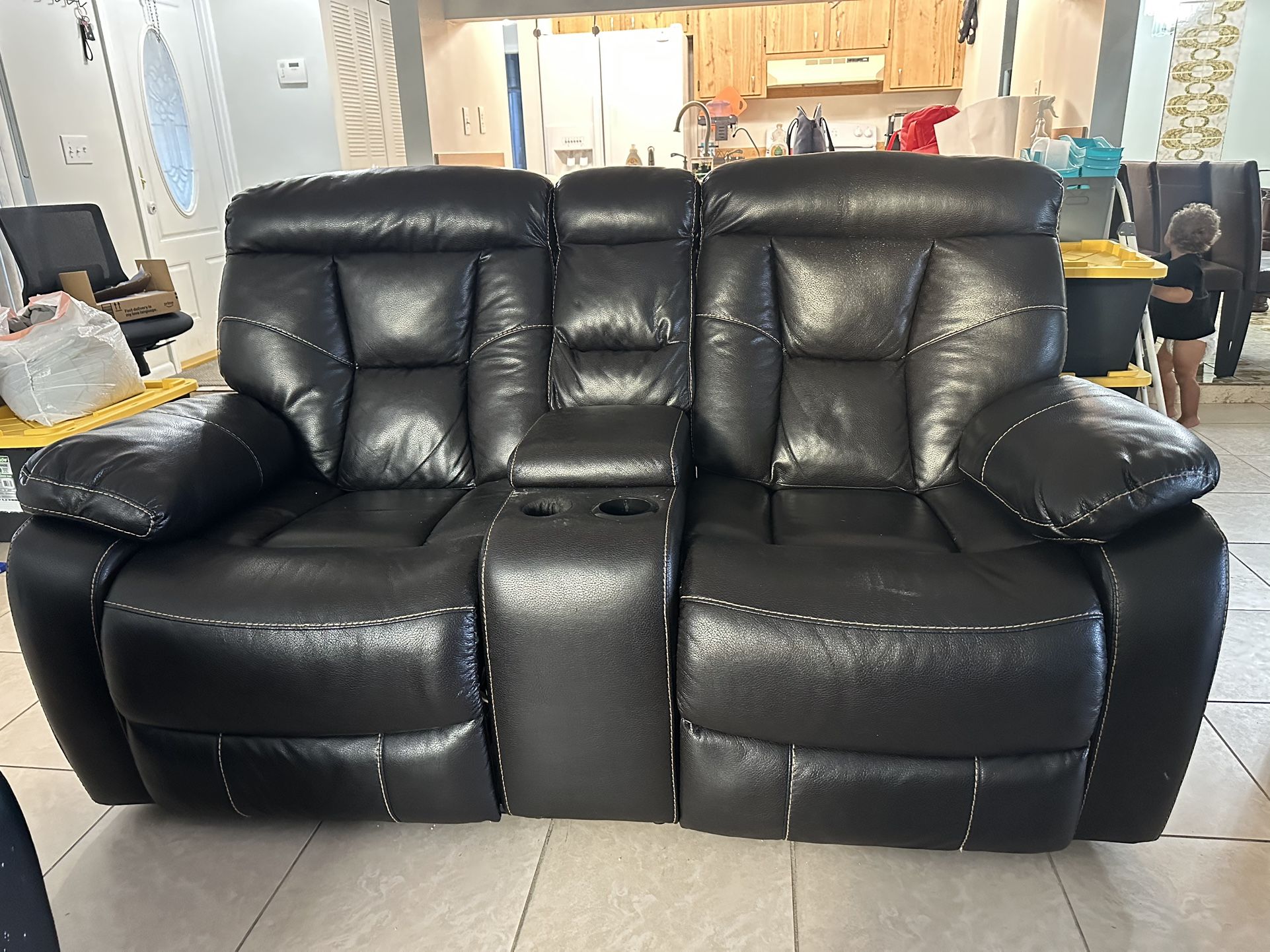 Loveseat Recliner And Rocking Chair Brown Leather