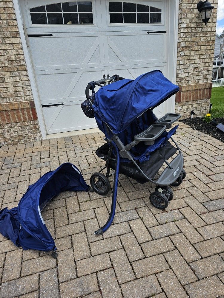 Blueberry Joovy Double Stroller w/ Extra Parts