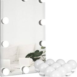 Vanity Lights for Mirror Makeup Mirror with Plug in Dimmable Lights for Bathroom Wall Mirror, 10-Bulb