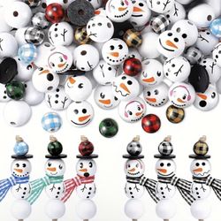 Brand new 150pcs Snowman Wood Beads Christmas Craft Supplies Set