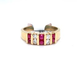 14Kt Yellow Gold Ruby Diamond Ring 3.50g .16CTW Size 6.5 2294