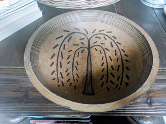 Vintage Primitive wood bowl farm folk art 11 inches