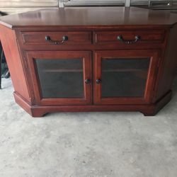 TV Stand with Glass Storage Doors