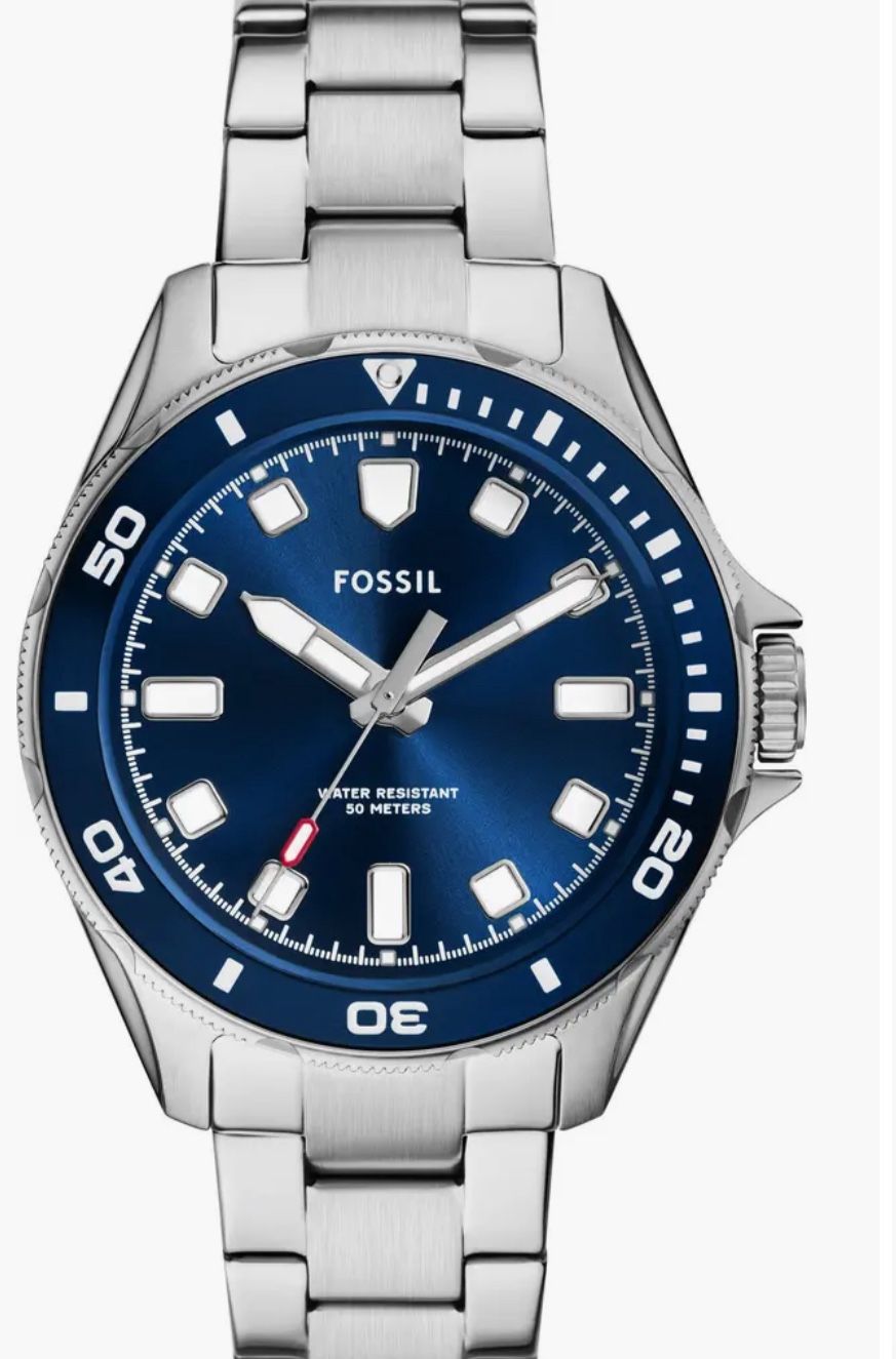 Fossil Navy Dalton Three-Hand Stainless Steel Watch Mens