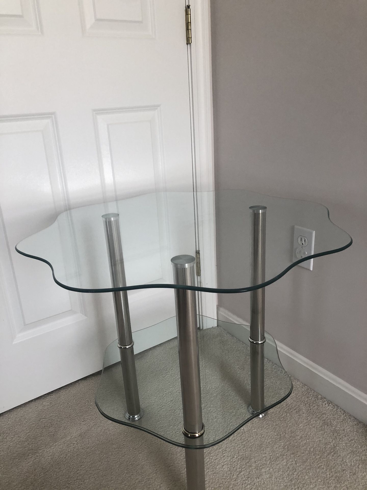 Two Layers Of Thick Glass Coffee Table ,end Table Or Stand 