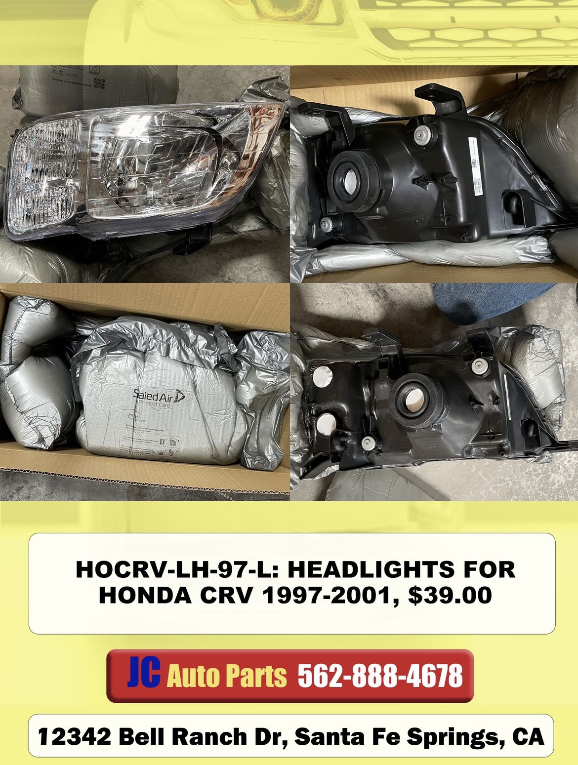 HEADLIGHTS FOR HONDA CRV 1997 1998 1999 2000 2001 ( HOCRV-LH-97-L )