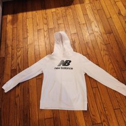 New Balance White Logo Pullover Hoodie