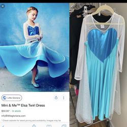 Little Gloriana NEW twirl long dress sz 6/7 blue frozen dress up halloween “Disney” Elsa princess