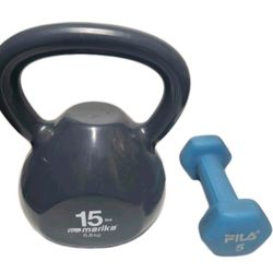15lb Marika Kettlebell & 5lb Fila dumbbell