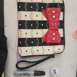 Betsy Johson Heart Black And White Cute Makeup Bag 