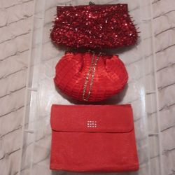 3 Small Red Fancy Vintage Bags Purse $45 OBO 