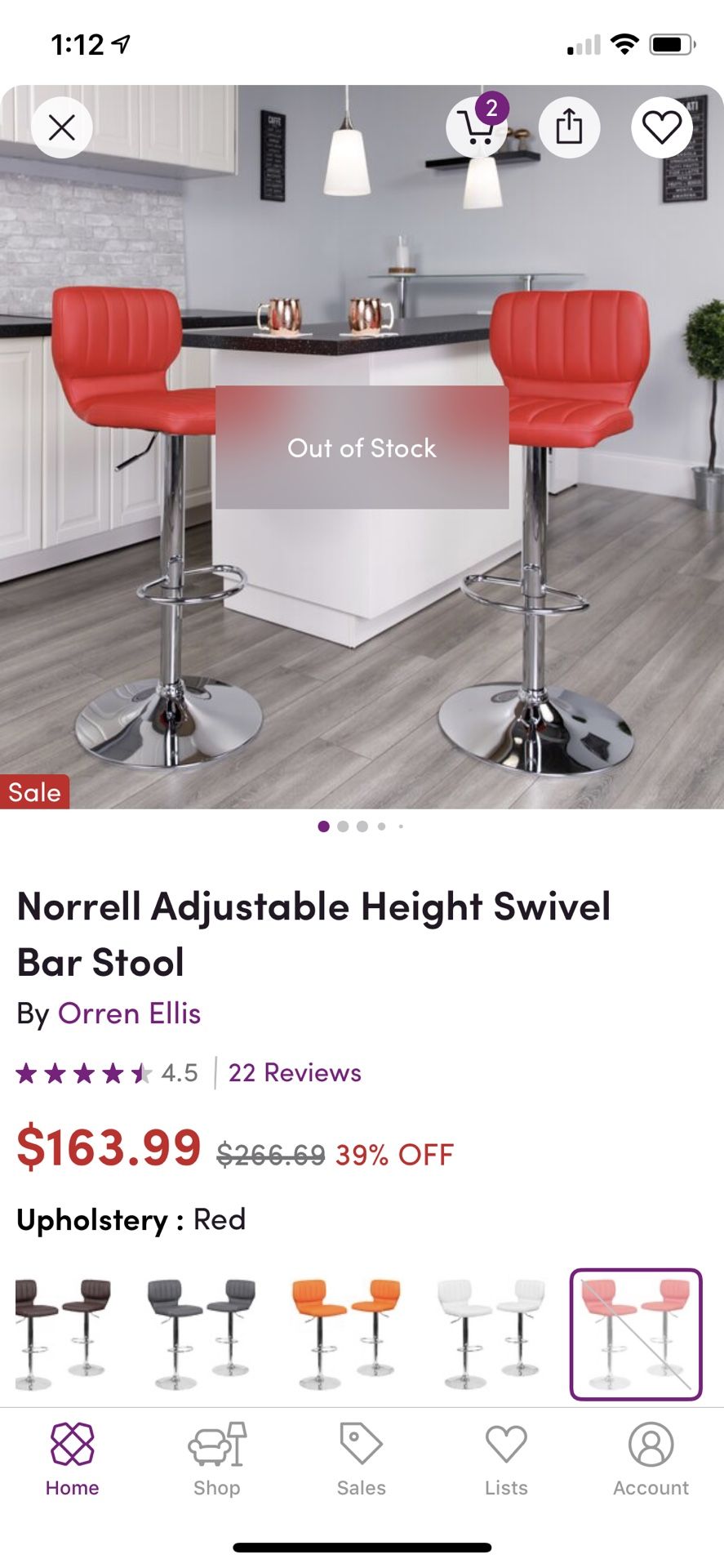 Wayfair Oren Ellis Bar Stools - Red